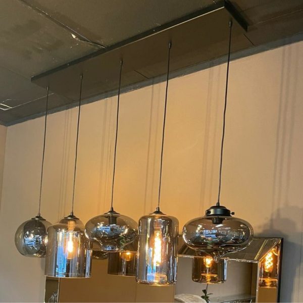 SJ Hanglamp Smoke Glas 5-Licht - Afbeelding 2